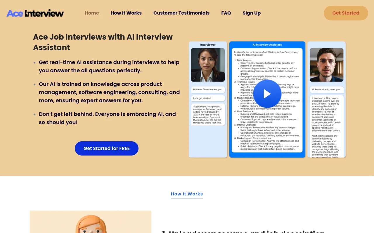 Screenshot of AceInterview.co