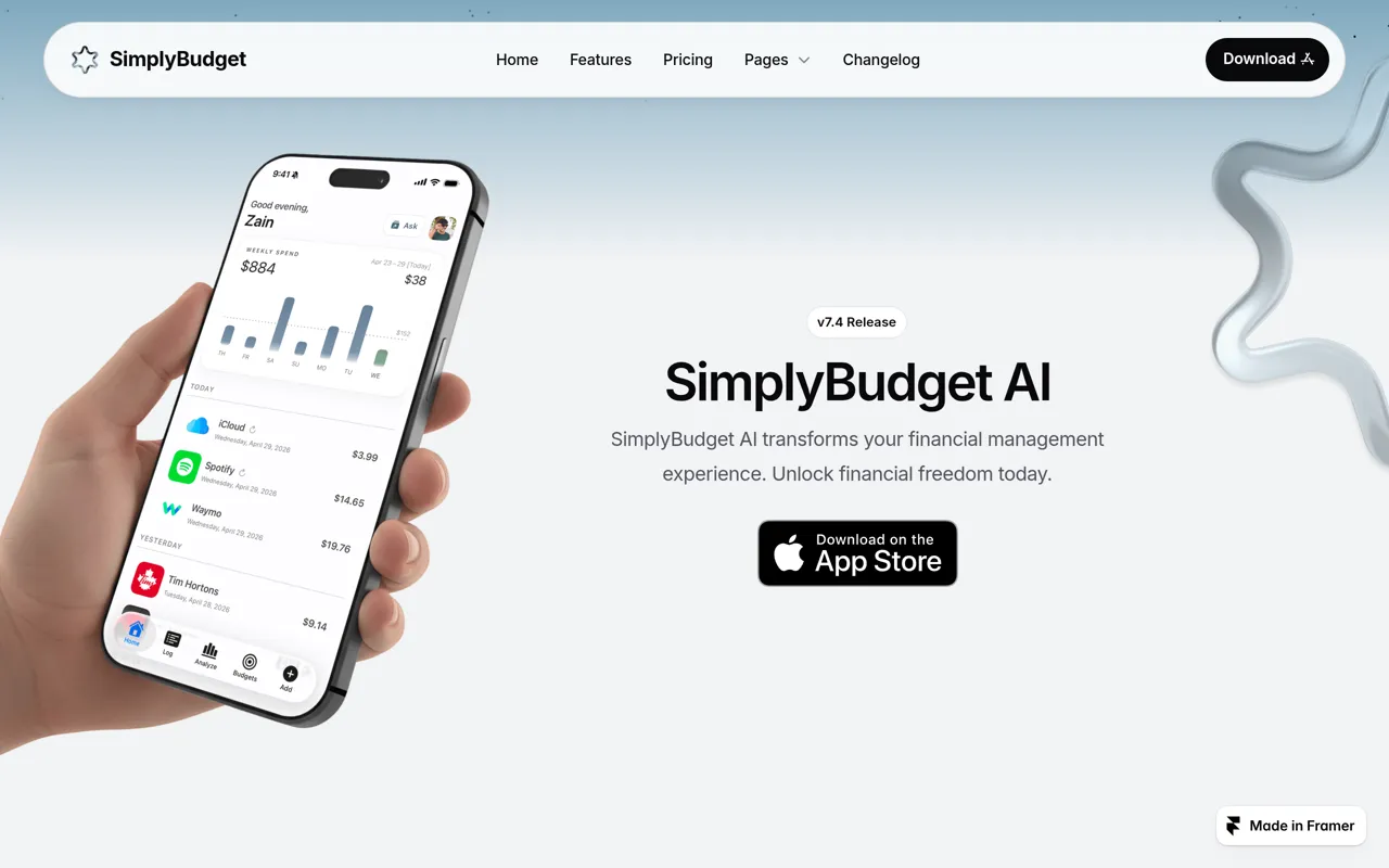 Screenshot of SimplyBudget AI