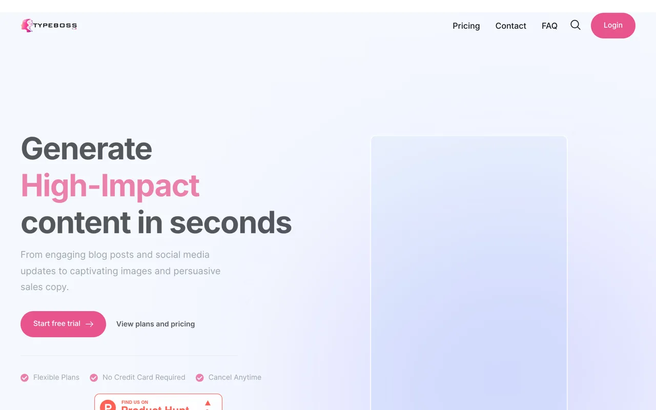 Screenshot of Typeboss AI