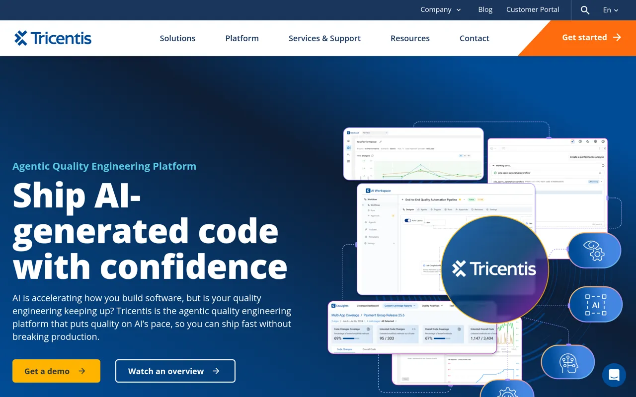 Screenshot of Tricentis Agentic Quality Engineering Platform