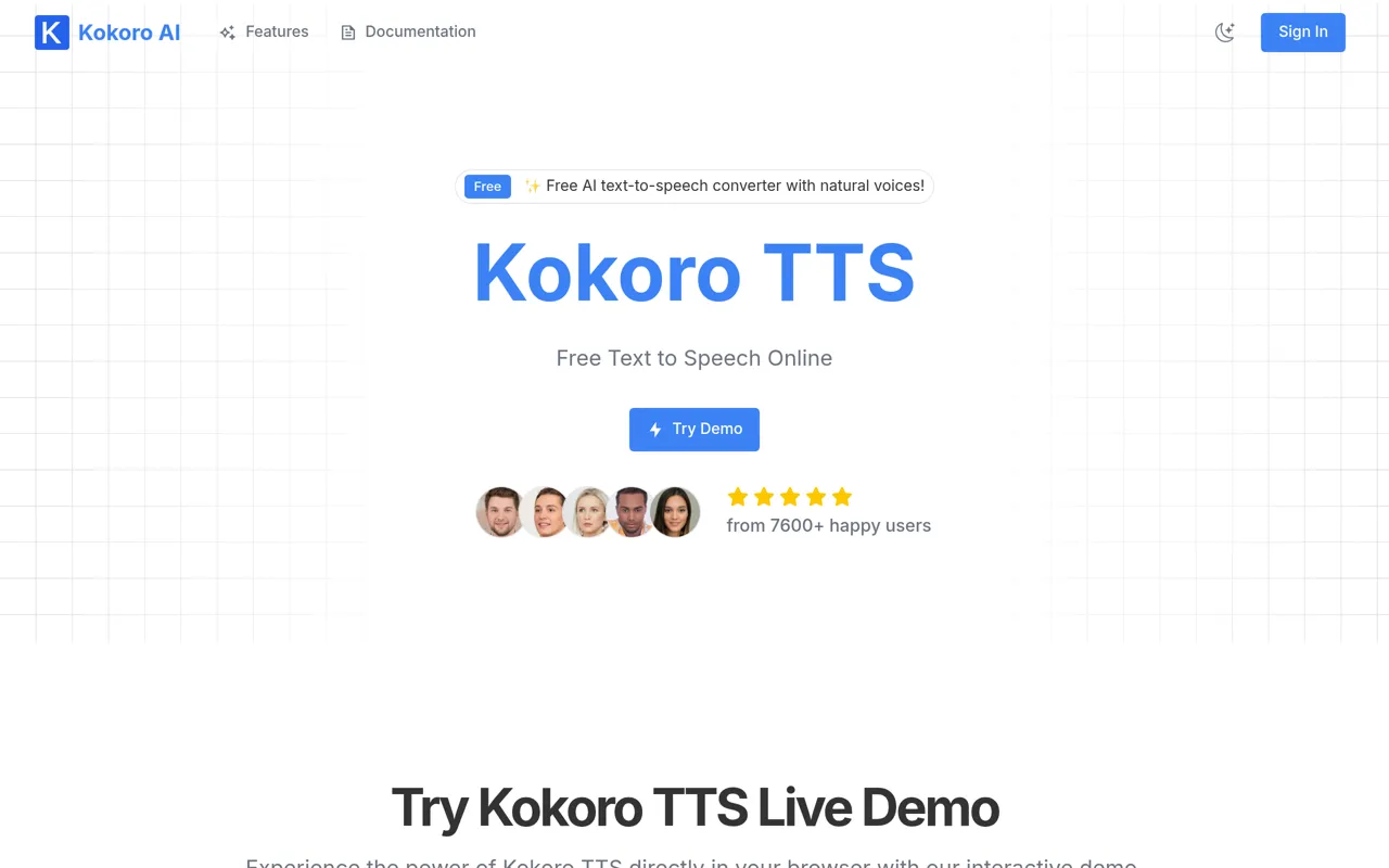 Screenshot of Kokoro TTS