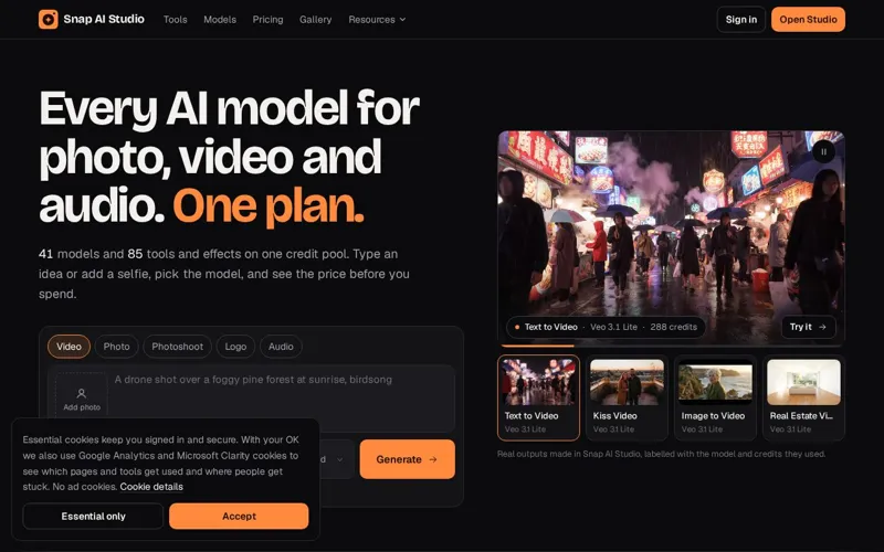 Screenshot of Snap AI Studio