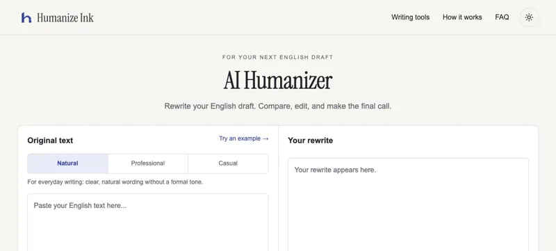 Screenshot of Humanize Ink