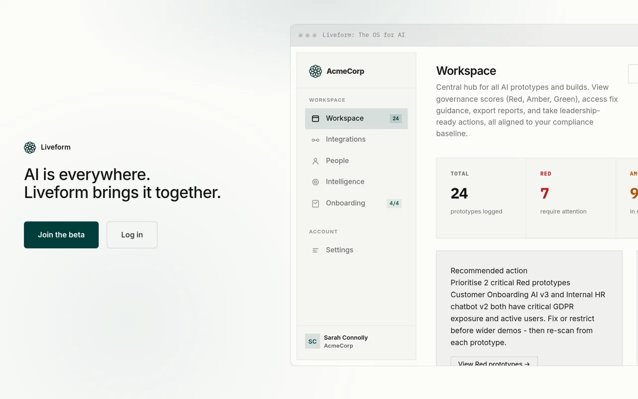 Screenshot of Liveform