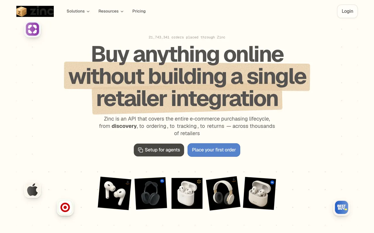 Screenshot of Zinc