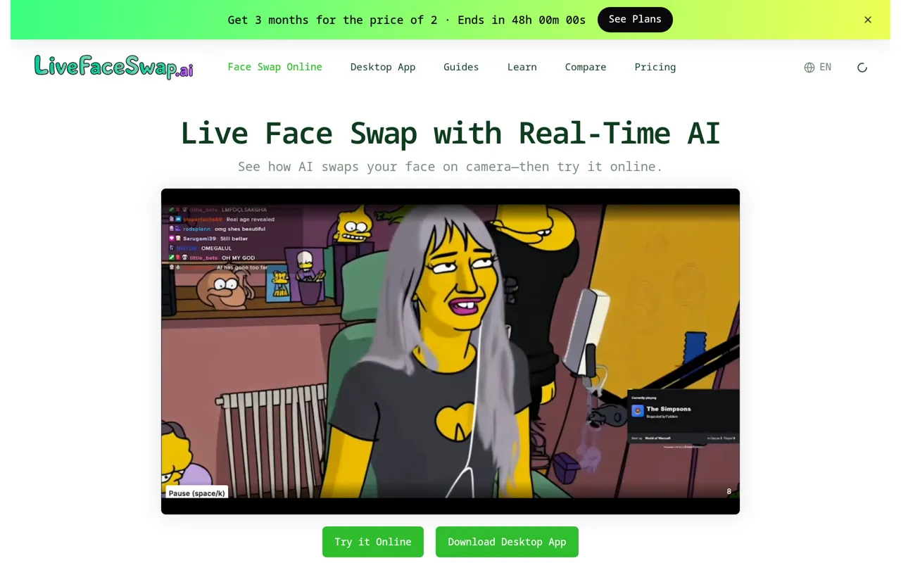 Screenshot of LiveFaceSwap AI