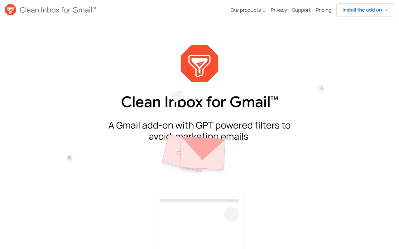 Screenshot of Clean Inbox for Gmail