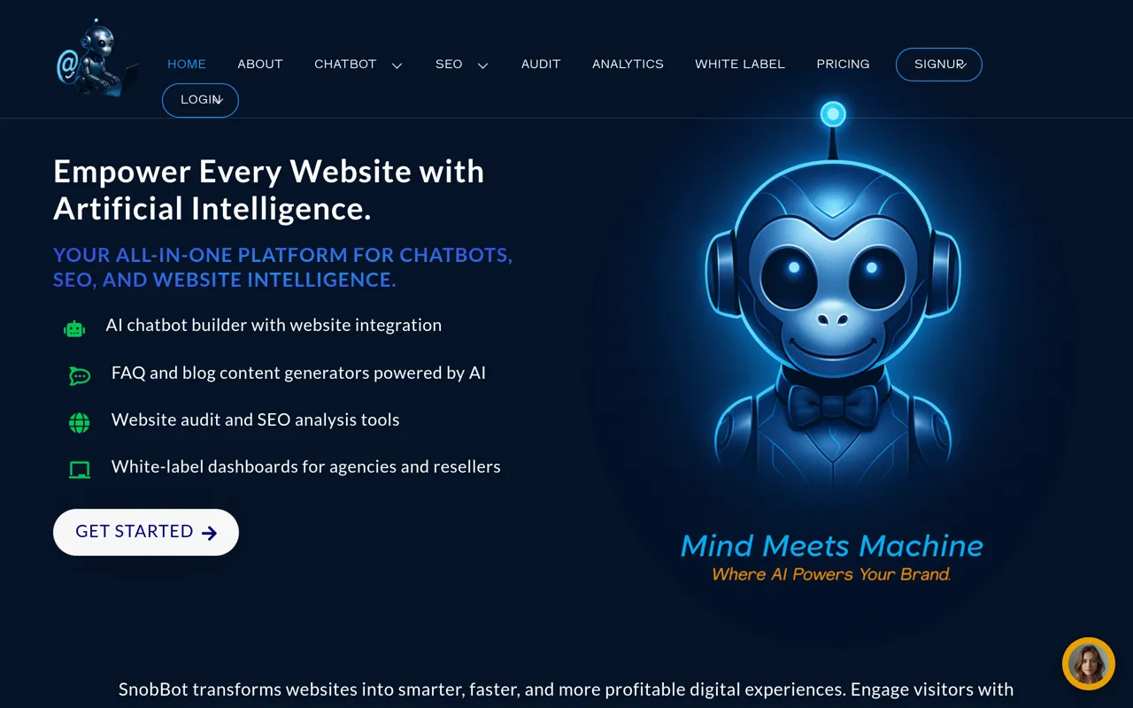 Screenshot of SNOBBOTS AI PLATFORM