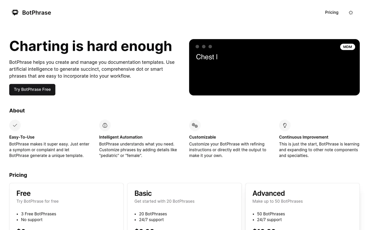 Screenshot of BotPhrase
