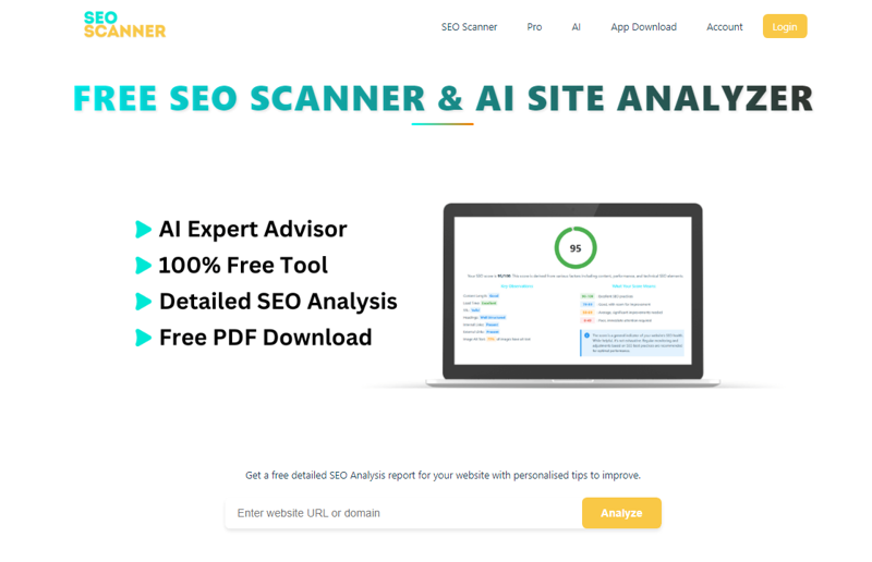 Screenshot of Website SEO Scanner