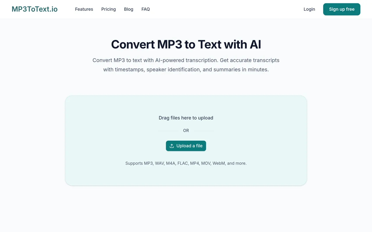 Screenshot of MP3ToText.io