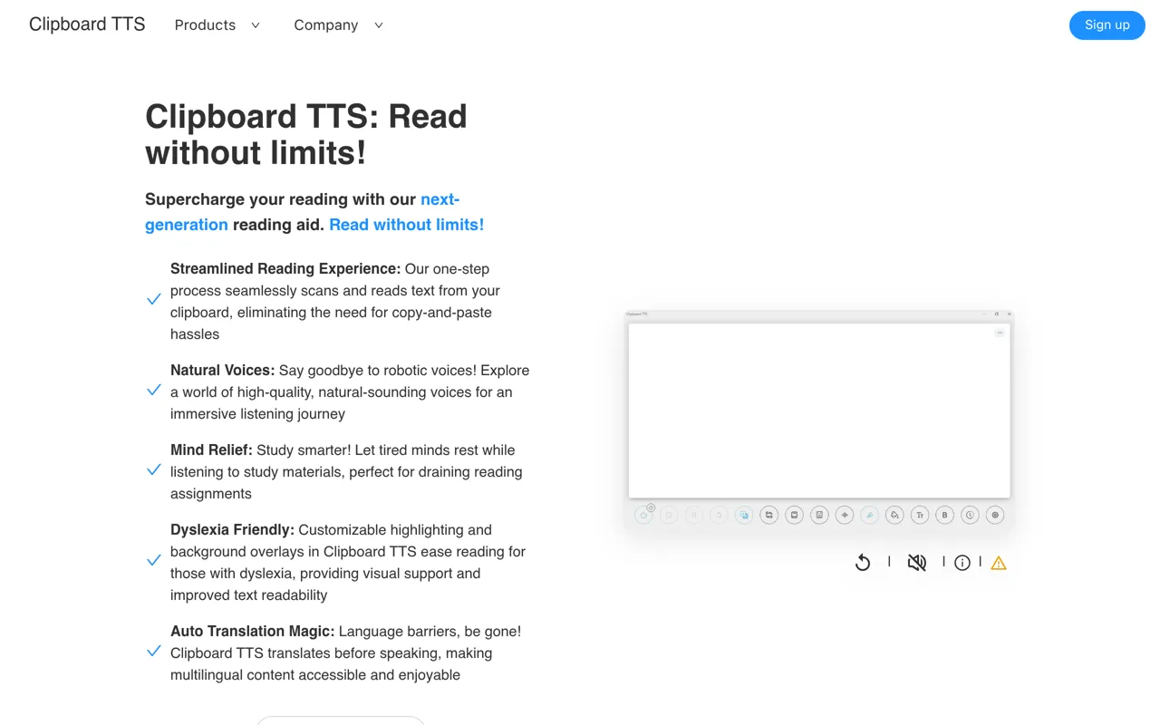 Screenshot of Clipboard TTS
