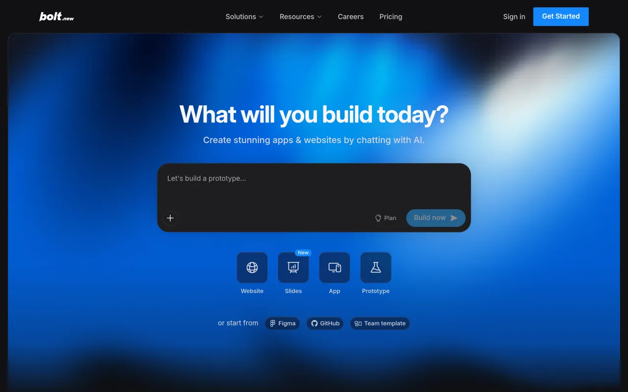 Screenshot of Bolt.new