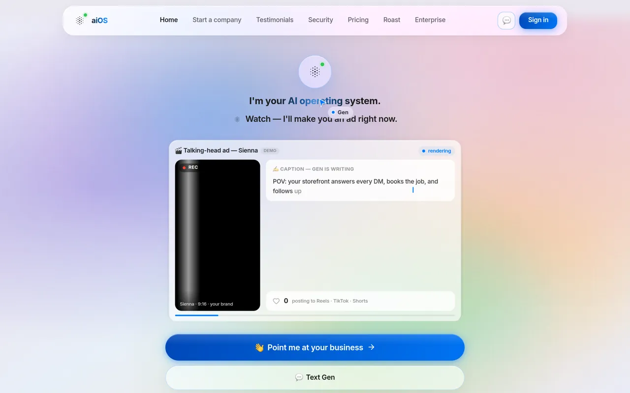 Screenshot of aiOS