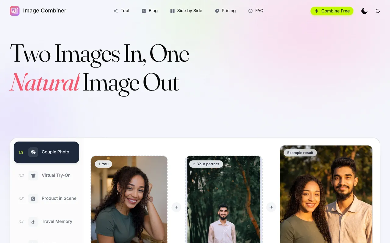 Screenshot of AI Image Combiner