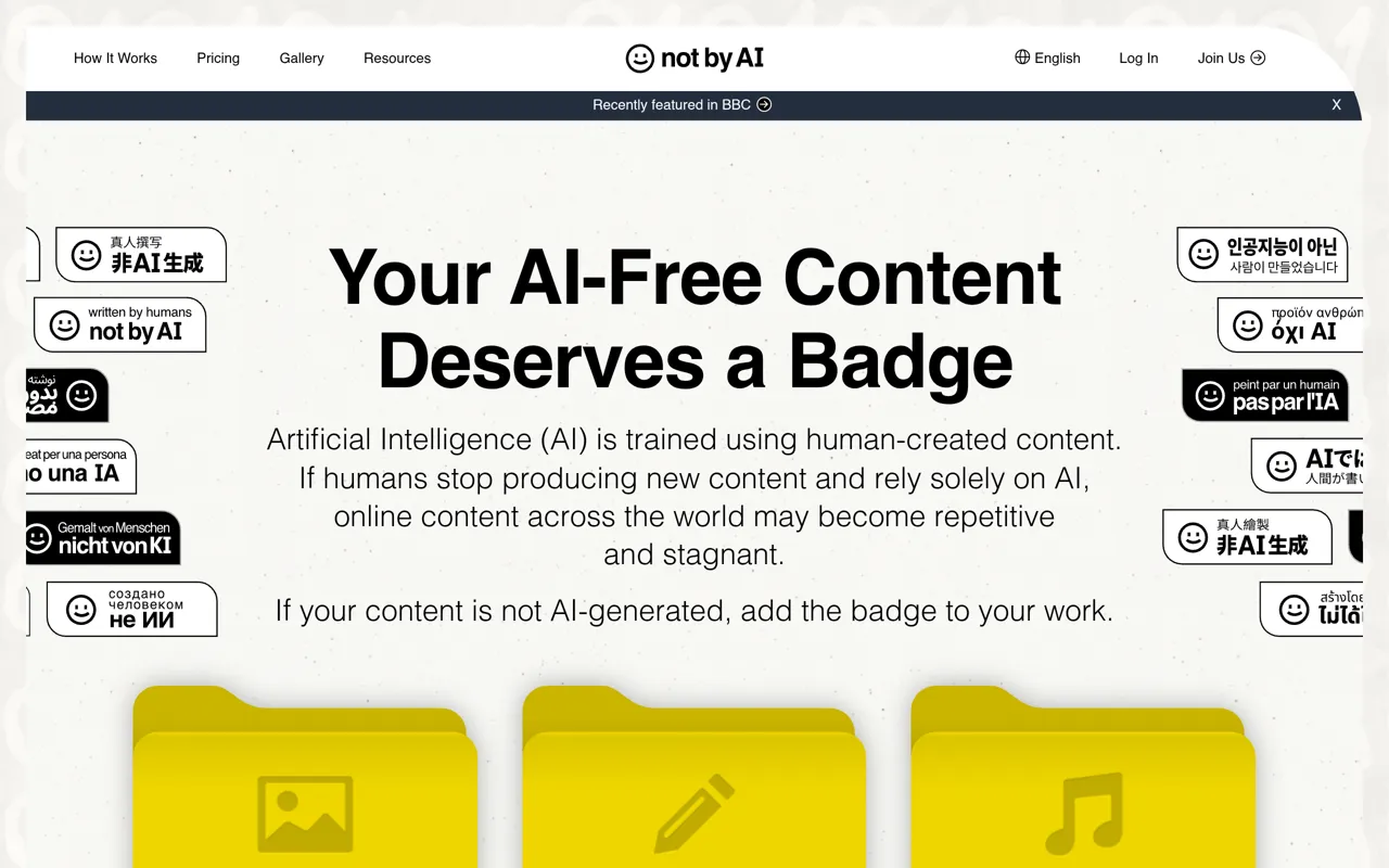 Screenshot of Not By AI
