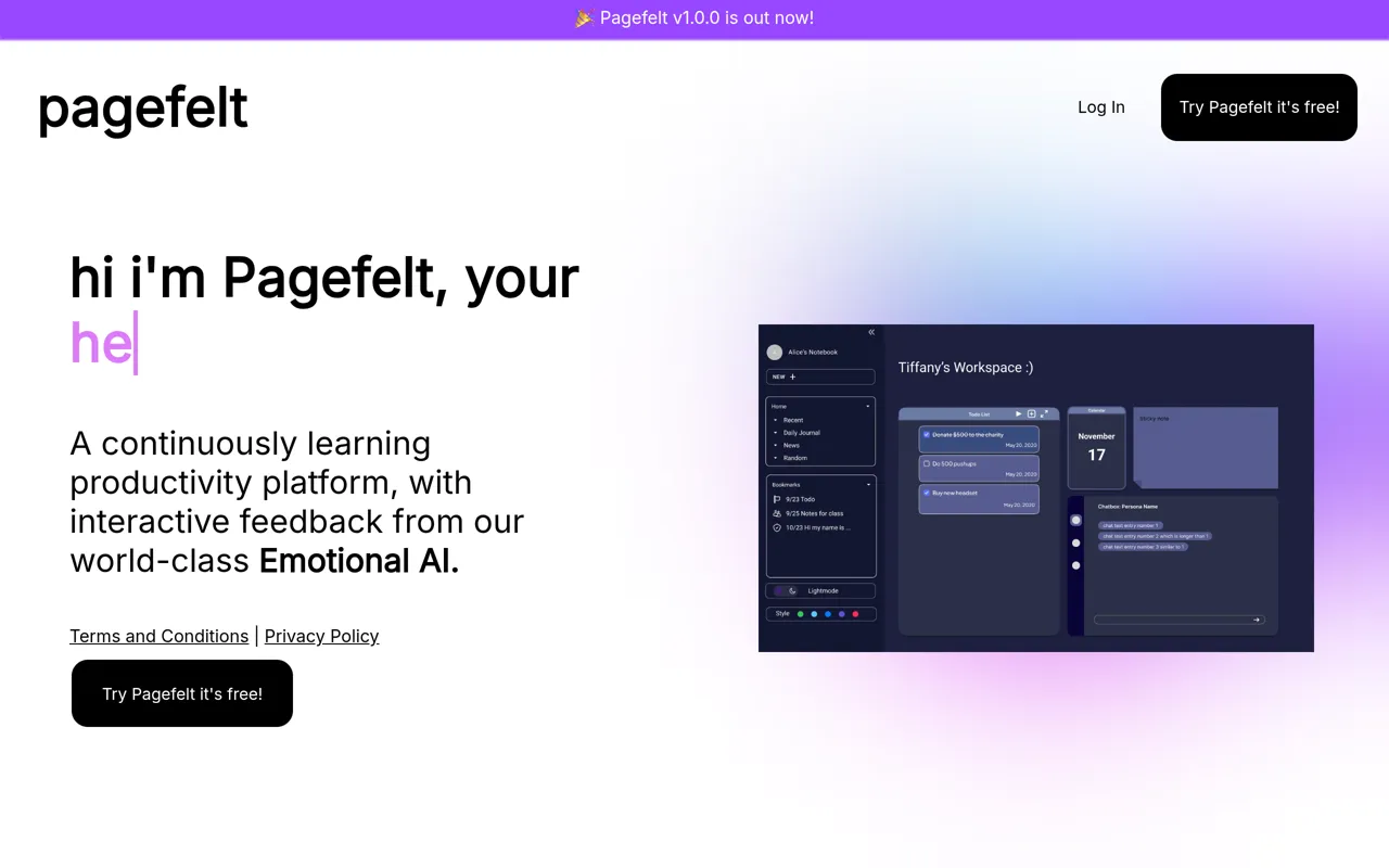Screenshot of Pagefelt