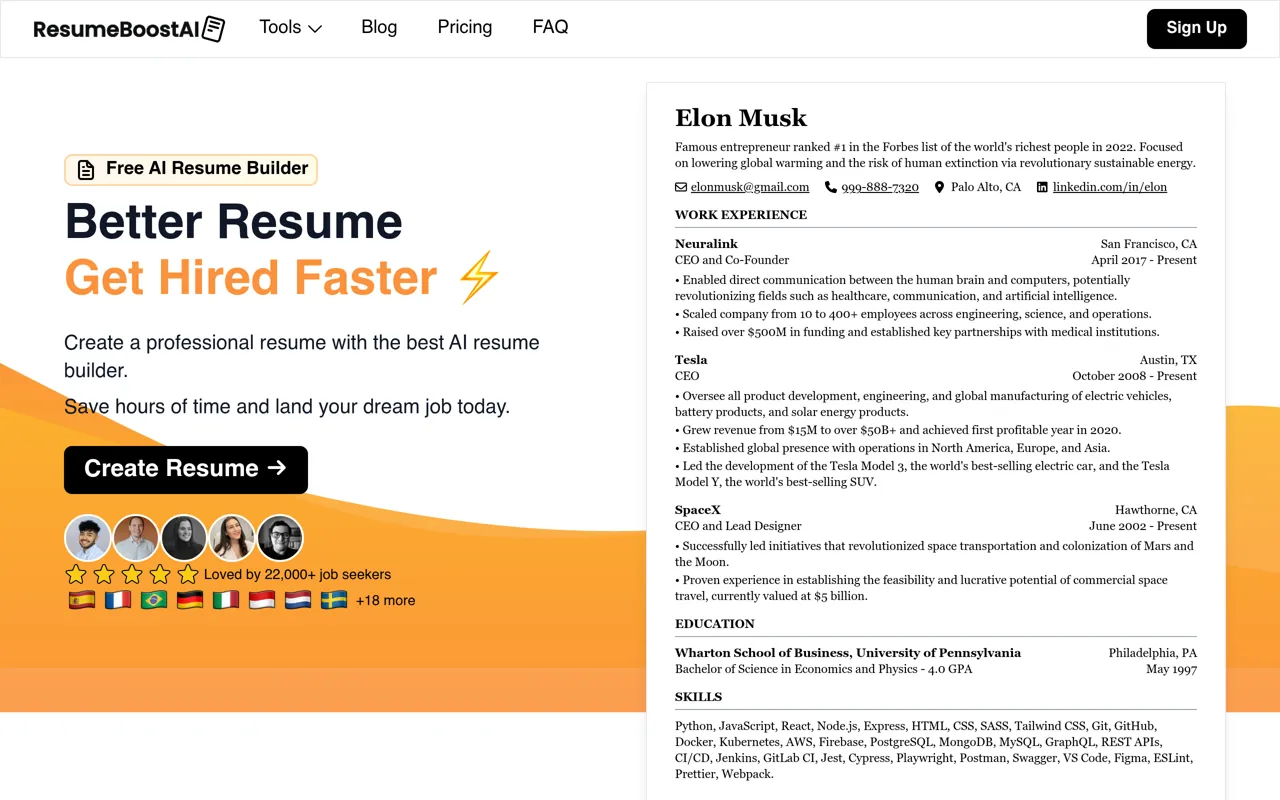 Screenshot of ResumeBoostAI