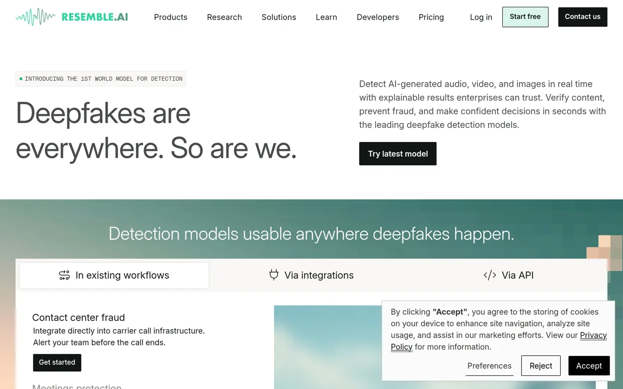 Screenshot of Resemble AI