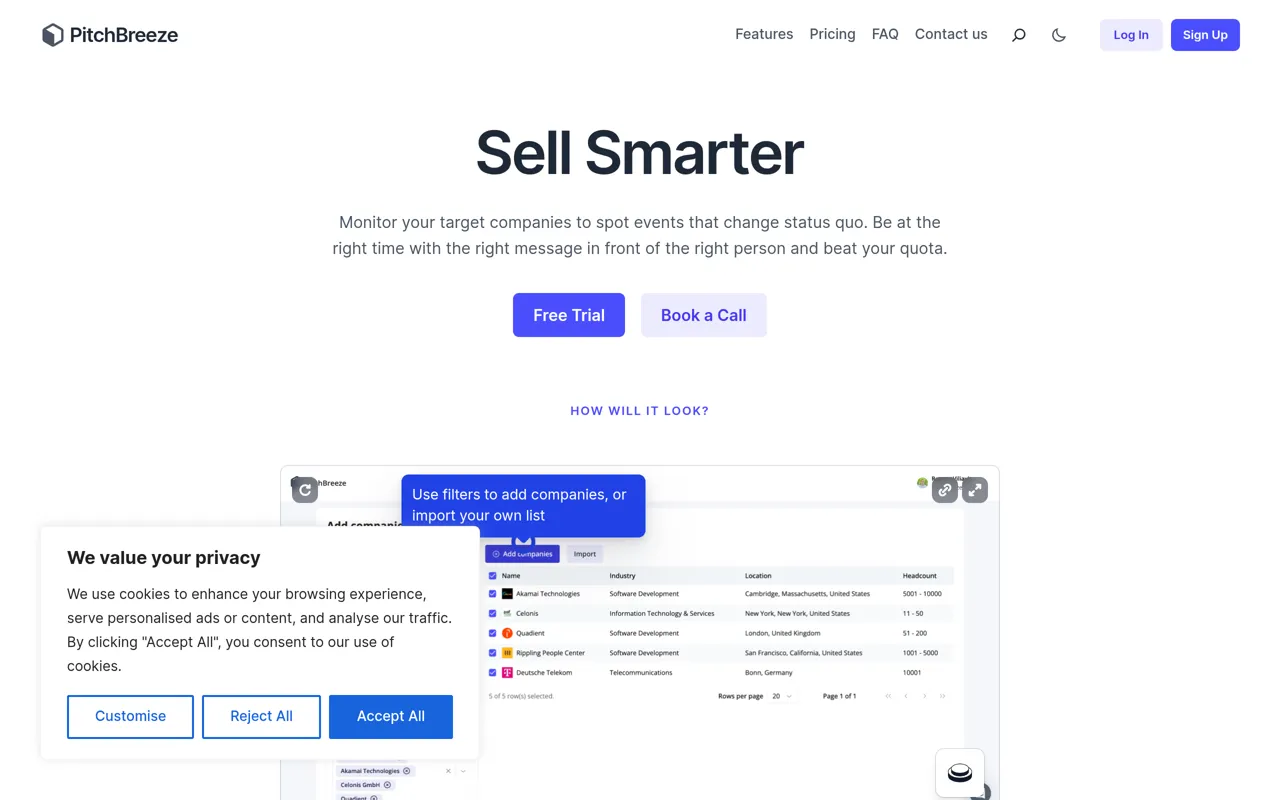 Screenshot of PitchBreeze