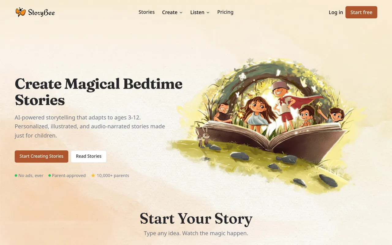 Screenshot of StoryBee