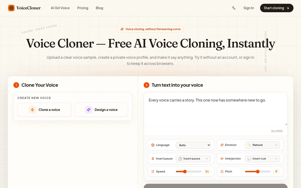 Screenshot of VoiceCloner