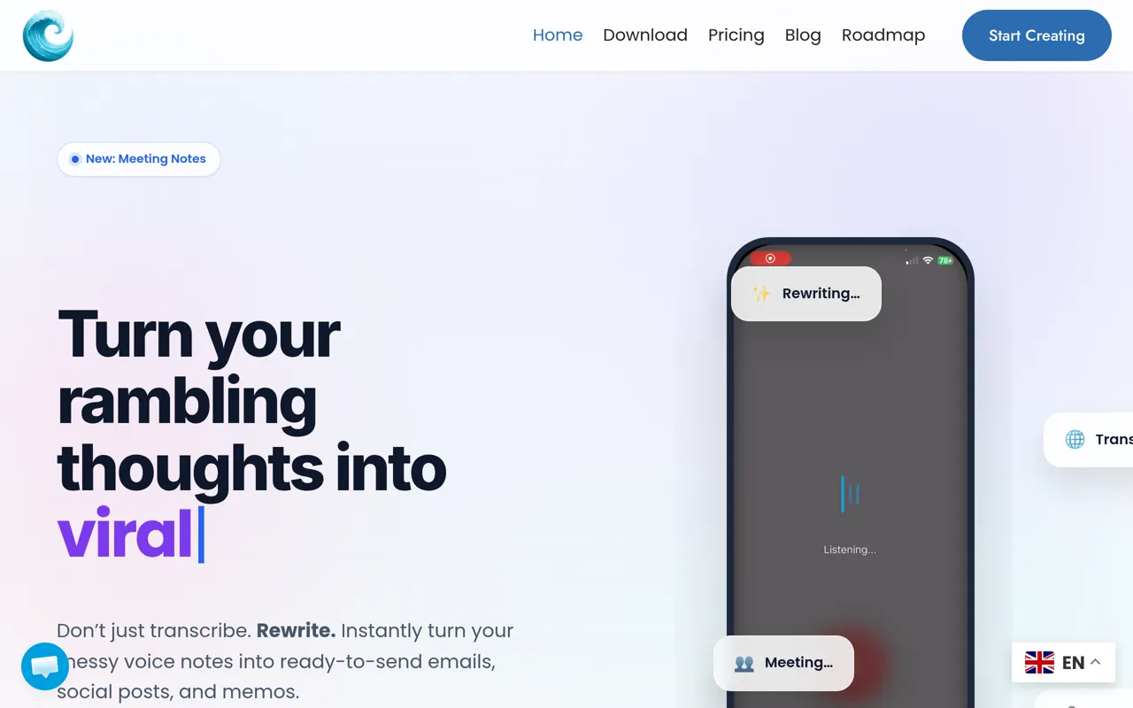 Screenshot of WriteVoice