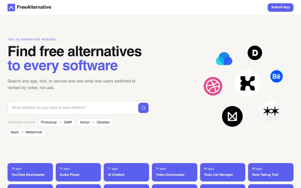 Screenshot of FreeAlternative