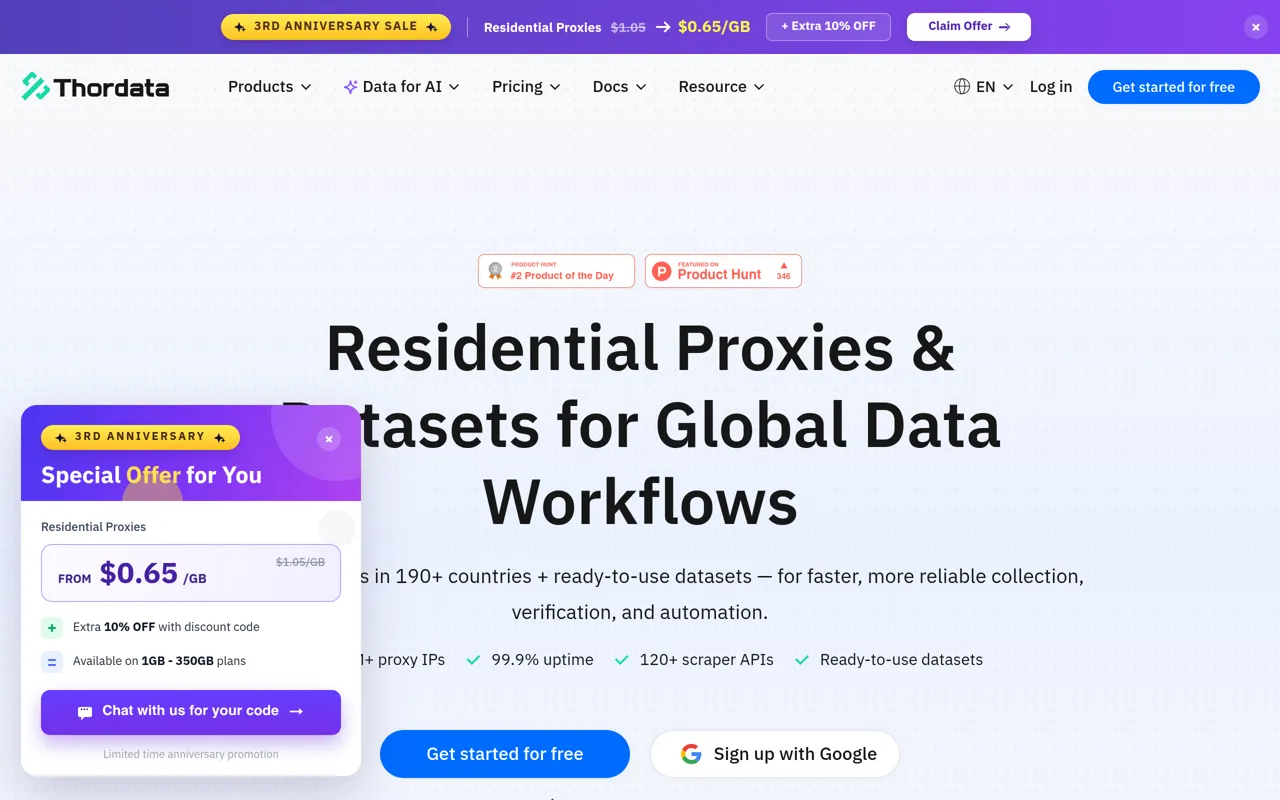 Screenshot of Thordata