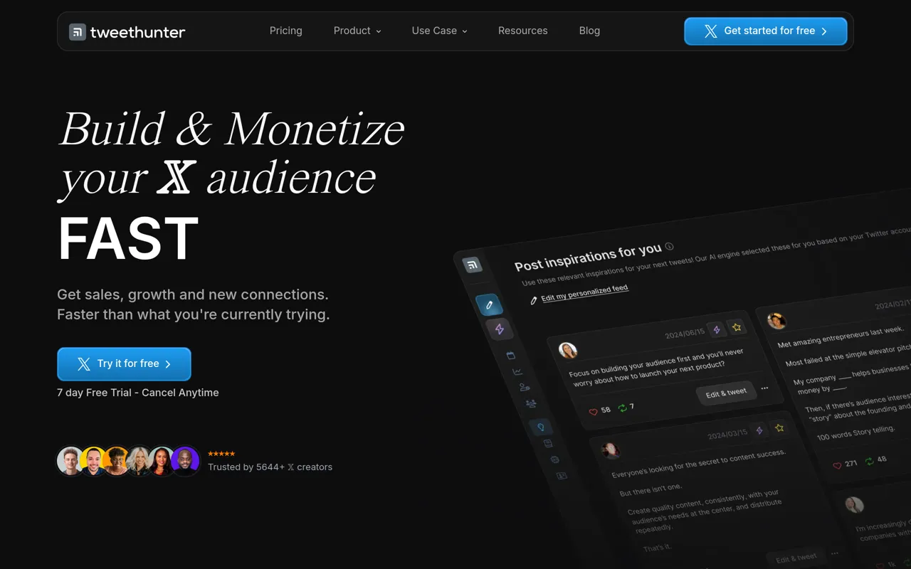 Screenshot of Tweet Hunter