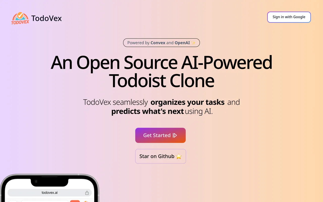 Screenshot of TodoVex