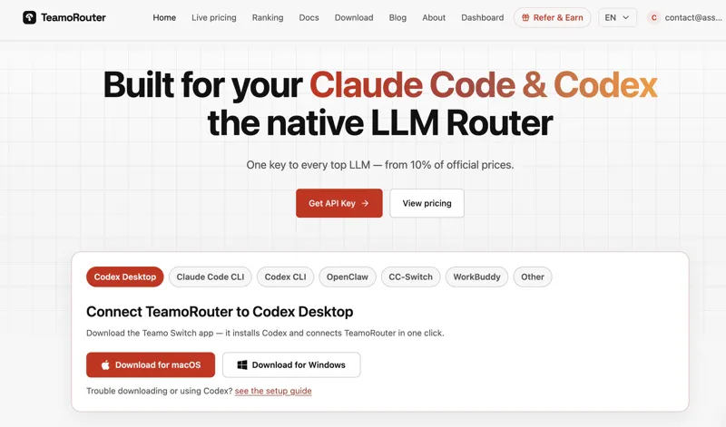 Screenshot of TeamoRouter