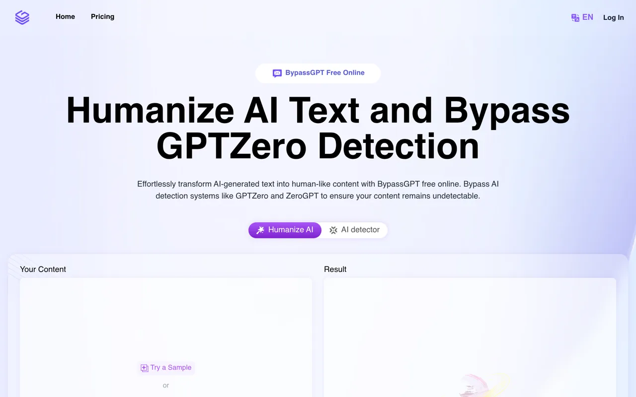 Screenshot of BypassGPT