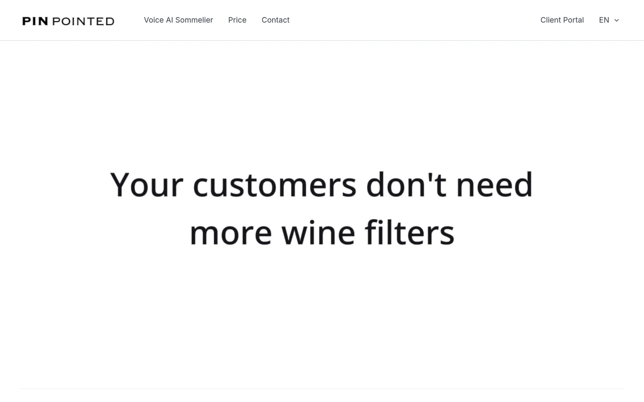 Screenshot of Pinpointed AI Sommelier