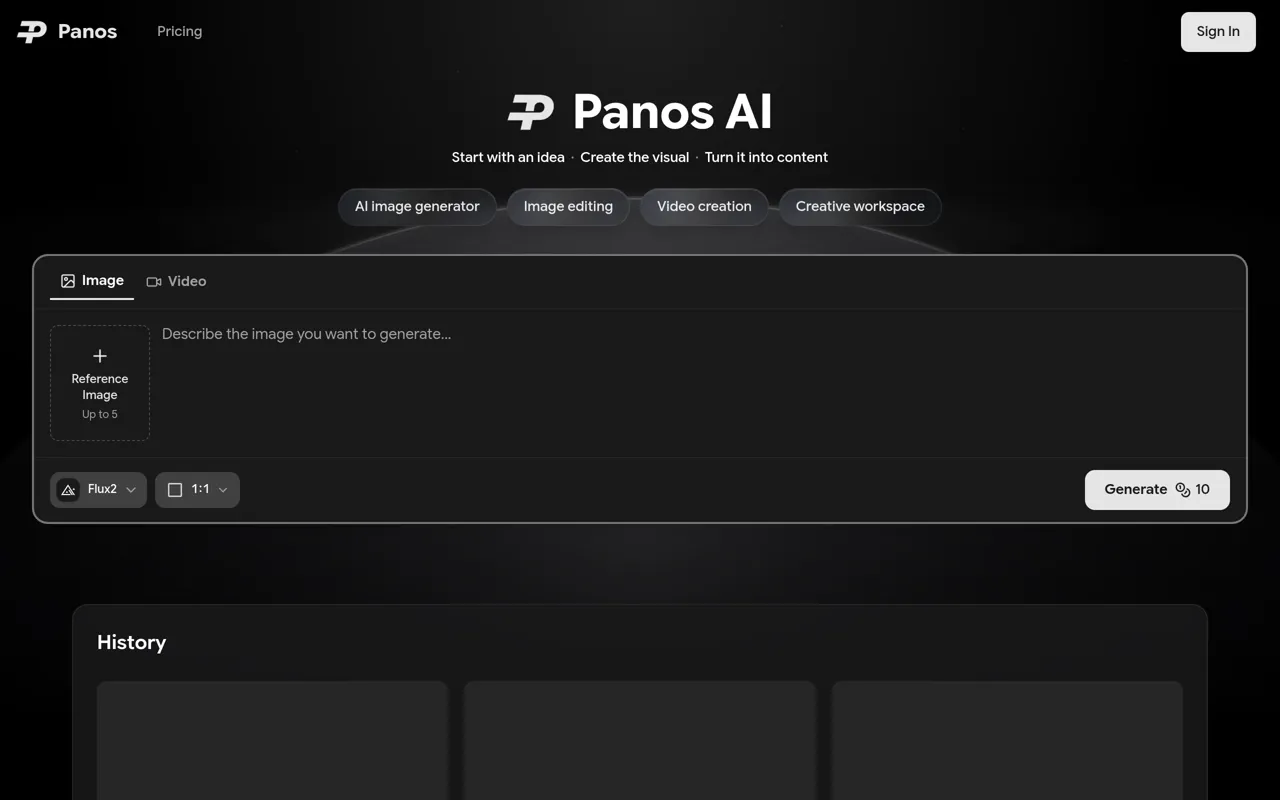 Screenshot of Panos AI