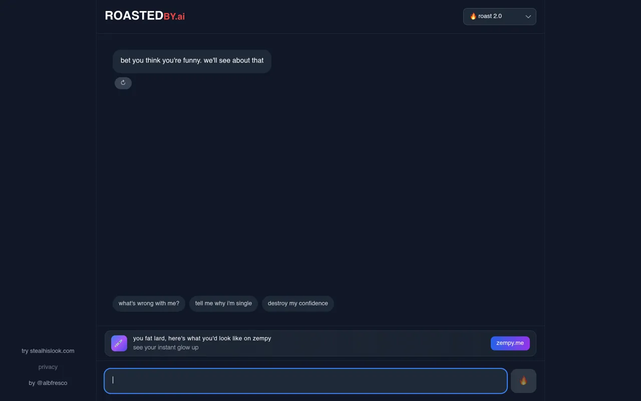 Screenshot of Roasted By AI