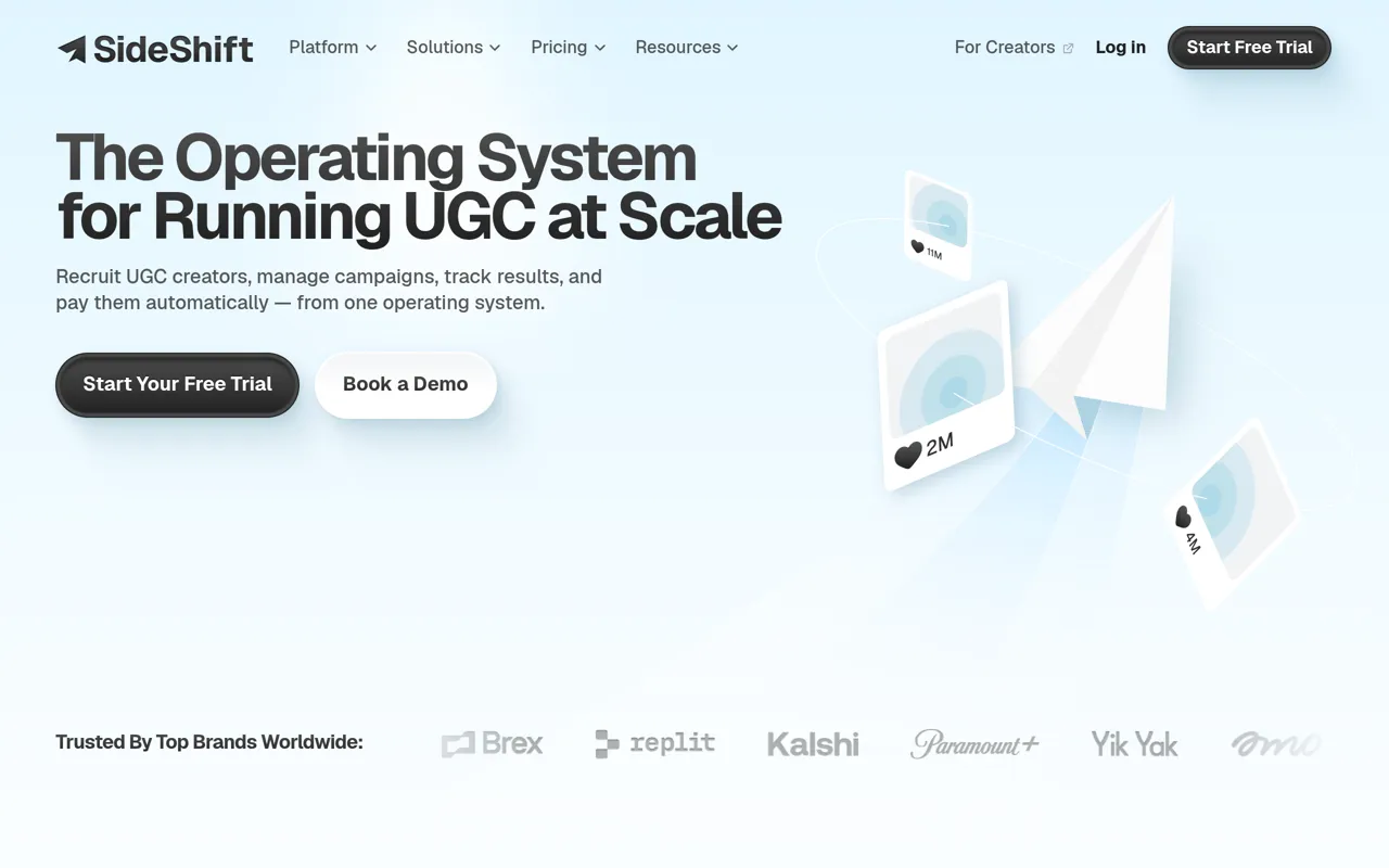 Screenshot of SideShift