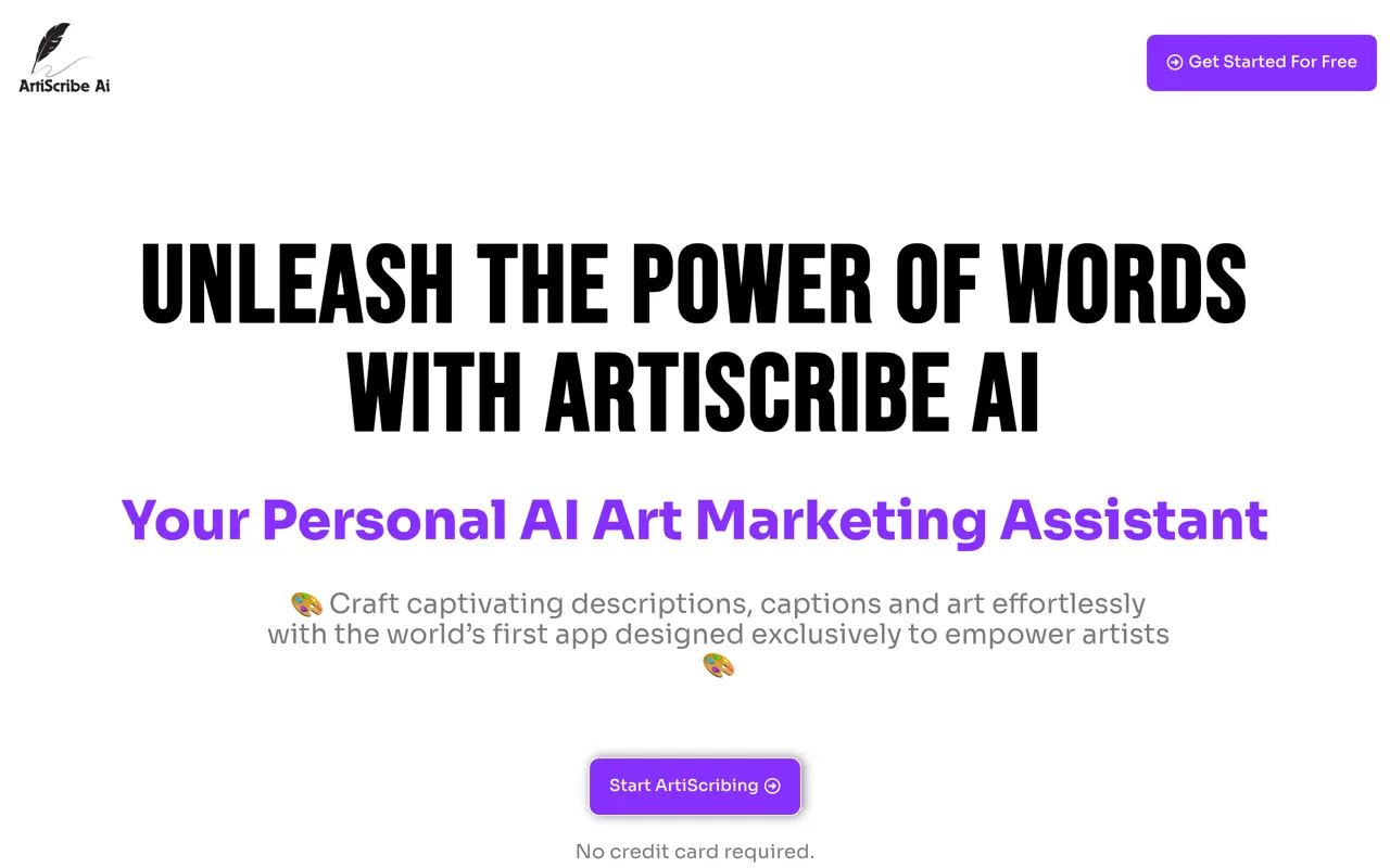 Screenshot of ArtiScribe AI