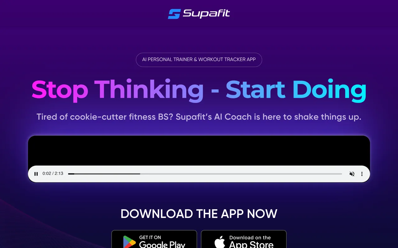 Screenshot of Supafit AI Personal Trainer