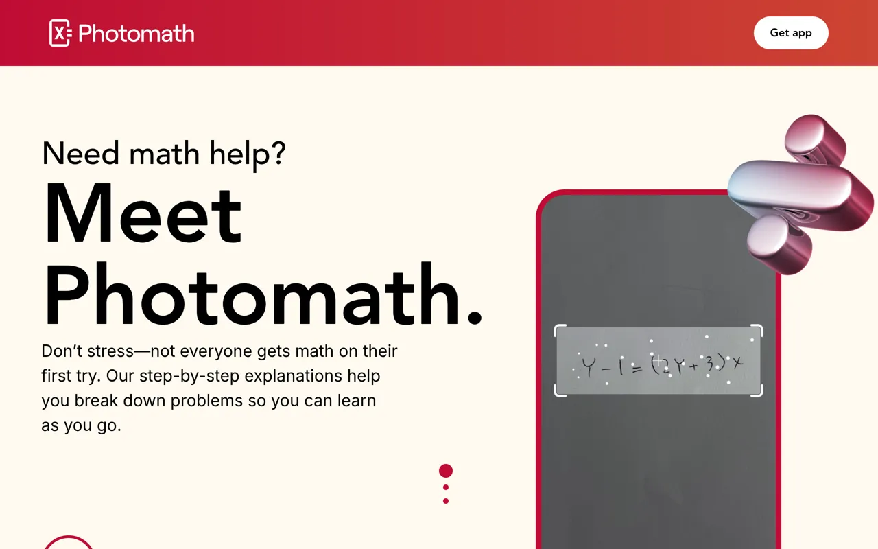 Screenshot of Photomath