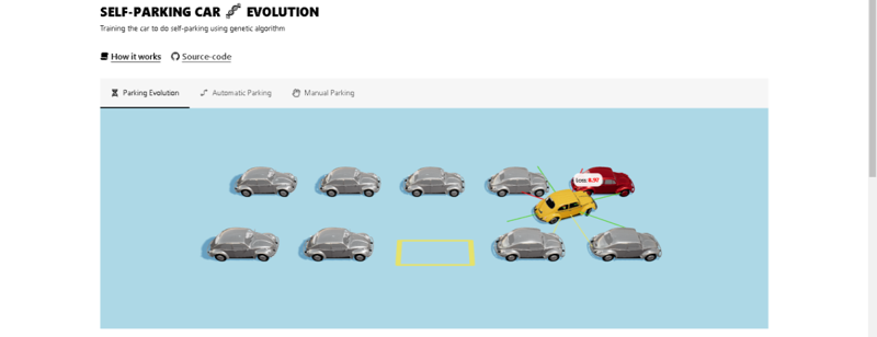 Screenshot of Self-Parking Car Evolution