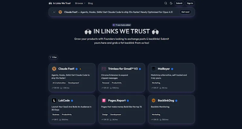 Screenshot of inlinkswetrust