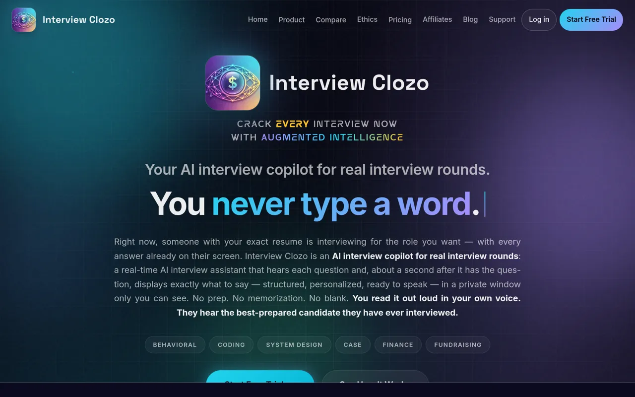 Screenshot of Interview Clozo