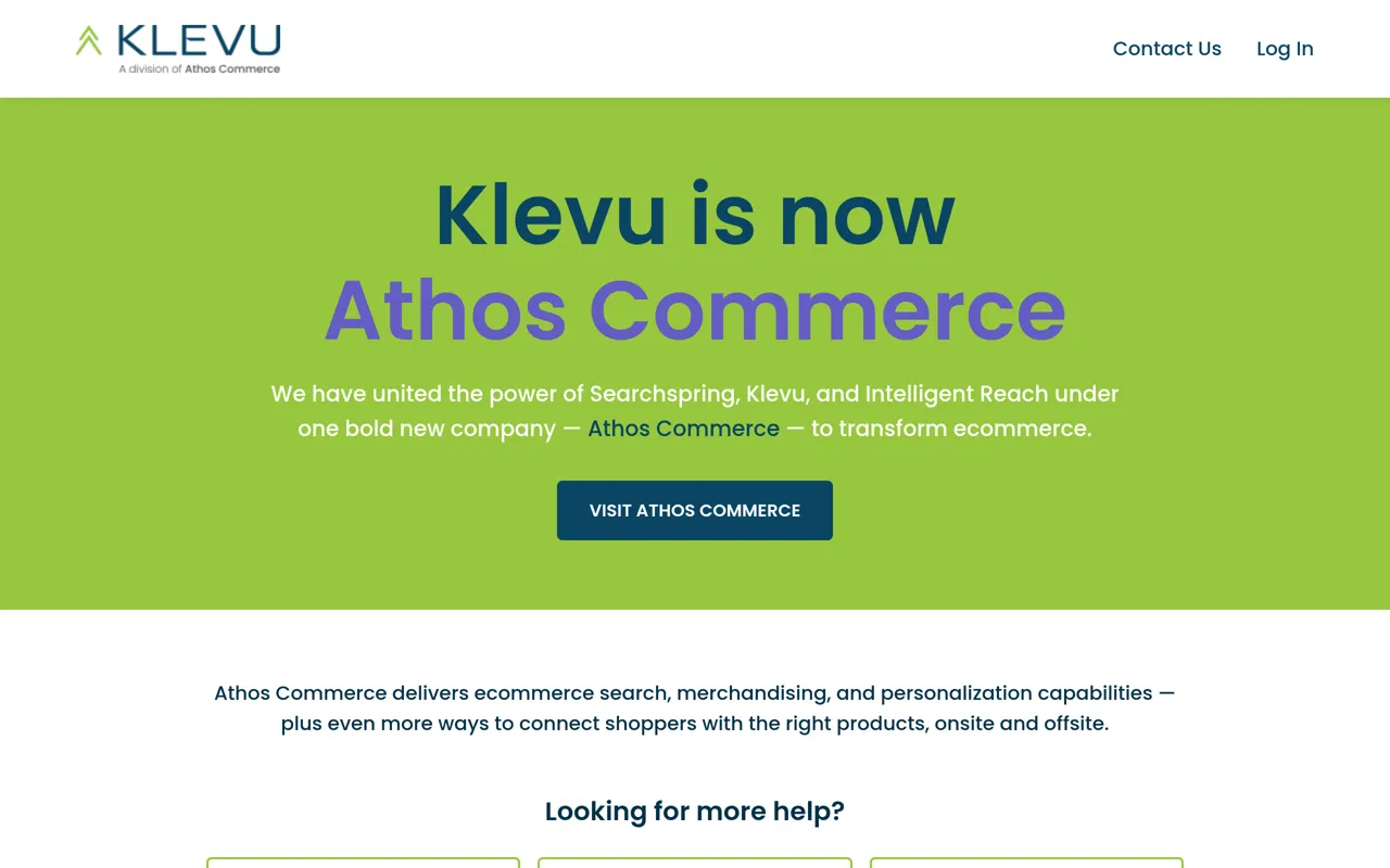 Screenshot of Athos Commerce (formerly Klevu)