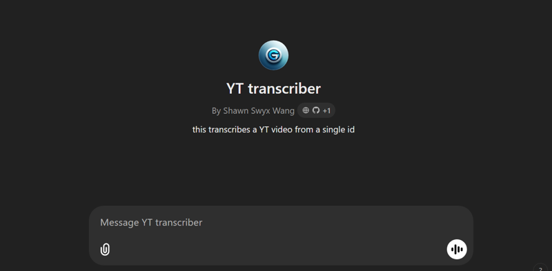 Screenshot of YT Transcriber