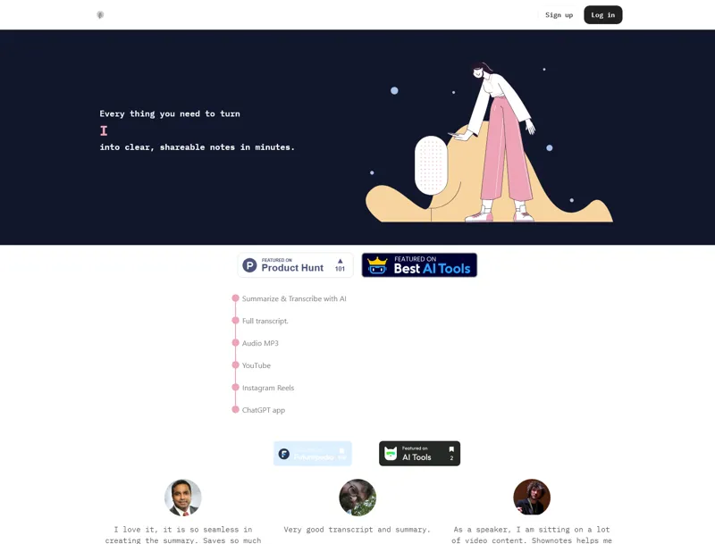 Screenshot of Shownotes