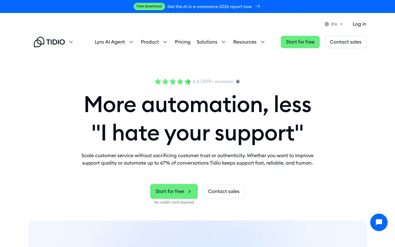 Screenshot of Tidio