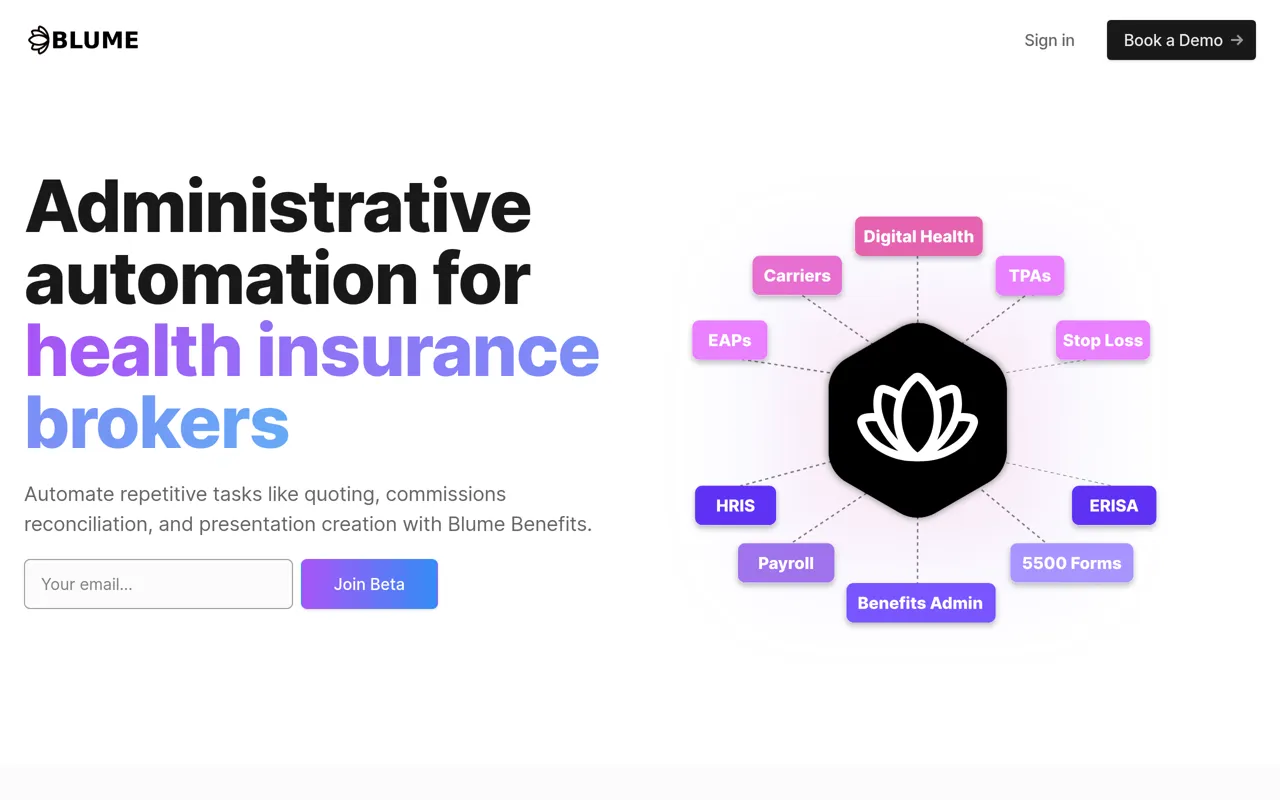 Screenshot of Blume Benefits