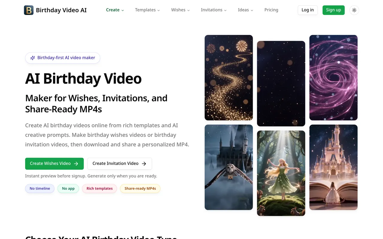 Screenshot of Birthday Video AI