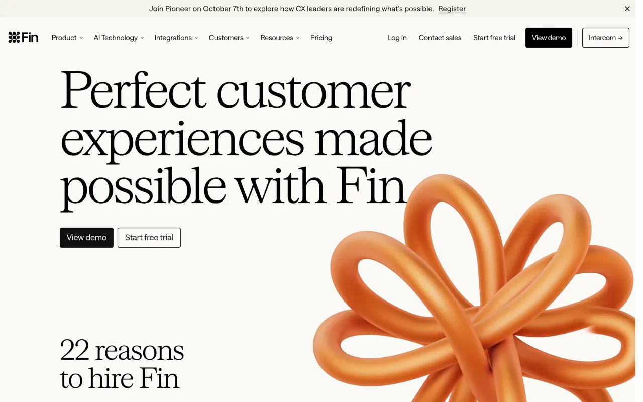 Screenshot of Fin by Intercom